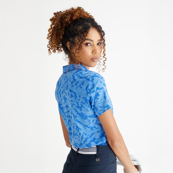Ping Bethany Ladies Jacquard Polo Shirt - Cornflower Blue