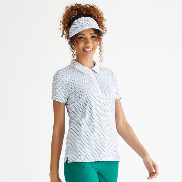 ping Bethany Ladies Printed Polo Shirt - Neoteric/White