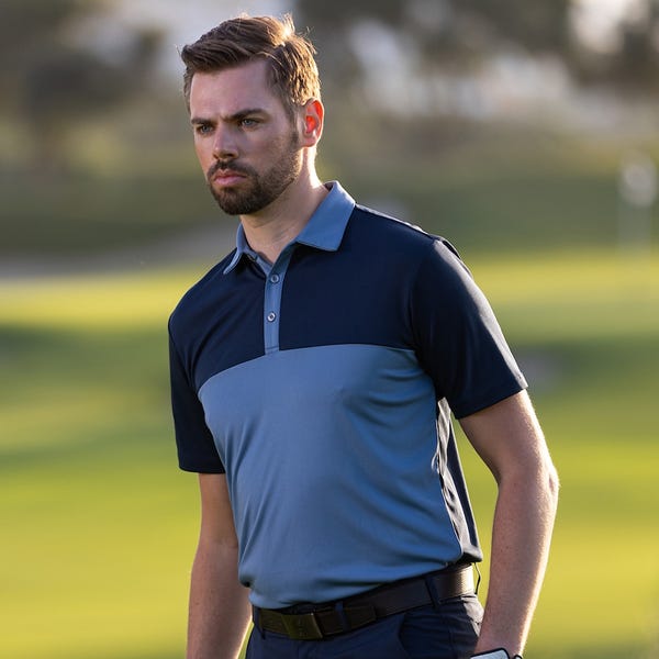 Ping Bodi Men's Colour Block Polo Shirt - Coronet Blue/Navy