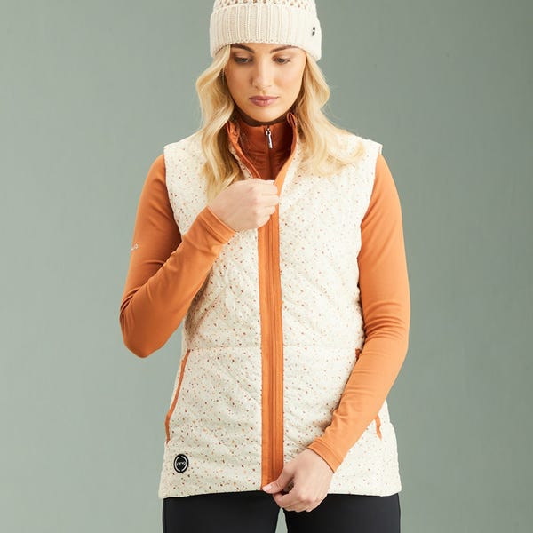 Ping Bryony Ladies Reversible Vest - Antique White Multi/Auburn