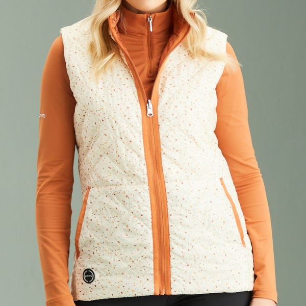 Ping Bryony Ladies Reversible Vest - Antique White Multi/Auburn