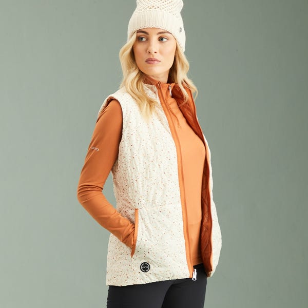ping Bryony Ladies Reversible Vest - Antique White Multi/Auburn