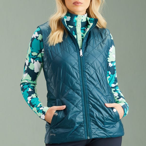 Ping Bryony Ladies Reversible Vest - Emerald Multi/Emerald