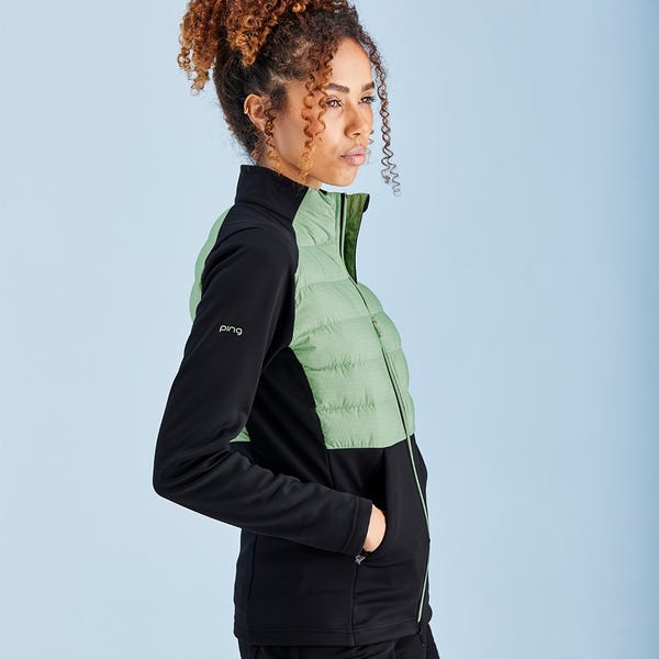 Ping Clare Ladies Zoned Fleece Jacket - Black/Eucalyptus Multi