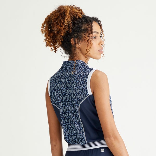 Ping Colleen Ladies Sleeveless Printed Polo Shirt - Paradise Garden/Navy