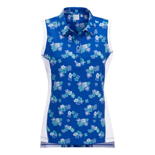 Ping Colleen Ladies Sleeveless Printed Polo Shirt - Vibrant Bloom/White