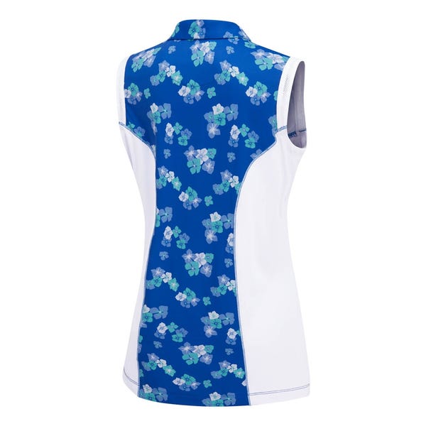 Ping Colleen Ladies Sleeveless Printed Polo Shirt - Vibrant Bloom/White