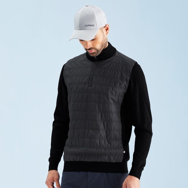 Ping Connell Men's Hybrid Quarter Zip Sweater - Black