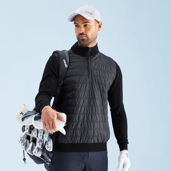 ping Connell Men's Hybrid Quarter Zip Sweater - Black