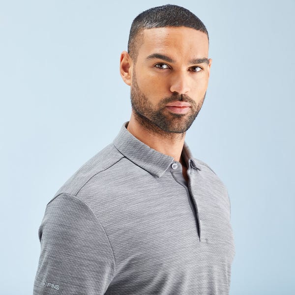 Ping Creek Men's Long Sleeve Polo Shirt - Rock Melange