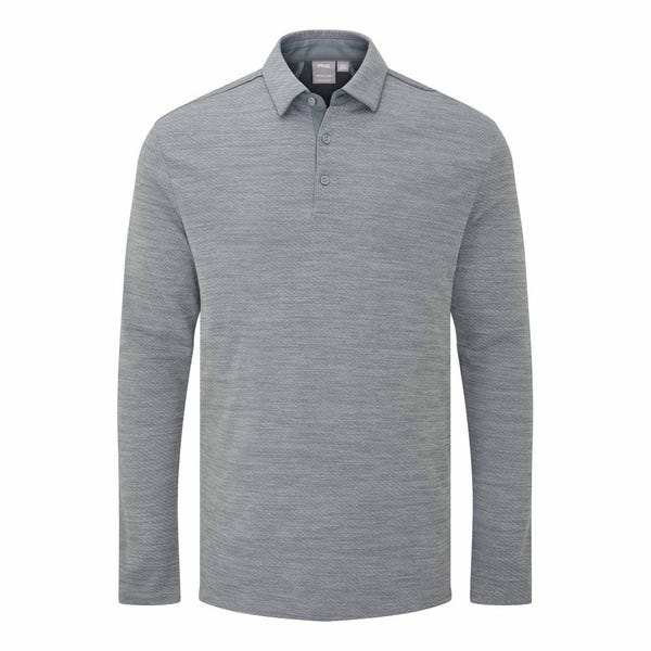 Ping Creek Men's Long Sleeve Polo Shirt - Rock Melange