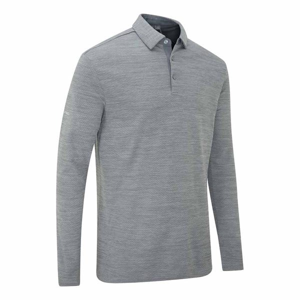 Ping Creek Men's Long Sleeve Polo Shirt - Rock Melange