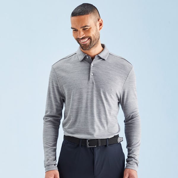 ping Creek Men's Long Sleeve Polo Shirt - Rock Melange