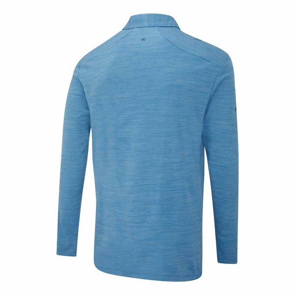 Ping Creek Men's Long Sleeve Polo Shirt - Tidal Blue Melange