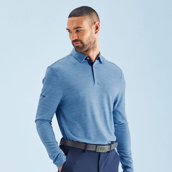 ping Creek Men's Long Sleeve Polo Shirt - Tidal Blue Melange