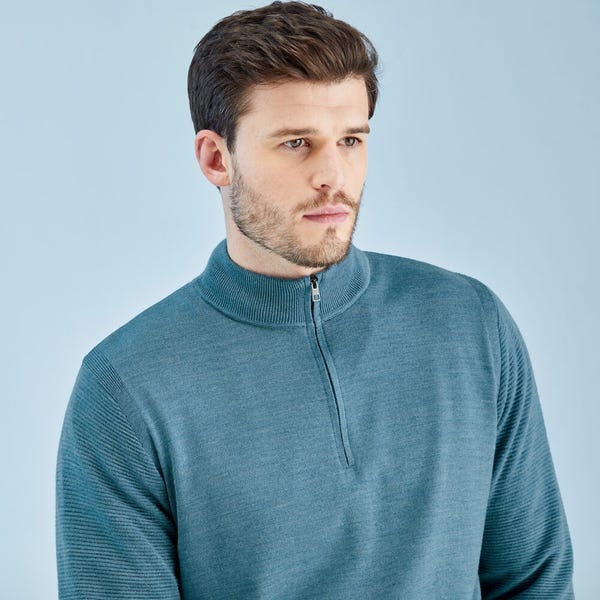 Ping Croy Men's Lined Half Zip Sweater - Blue Fusion Marl