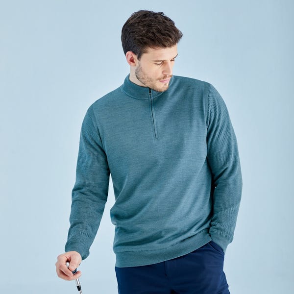ping Croy Men's Lined Half Zip Sweater - Blue Fusion Marl