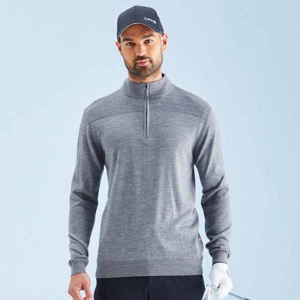 Ping Dorset Men's Quarter Zip Sweater - French Grey Marl