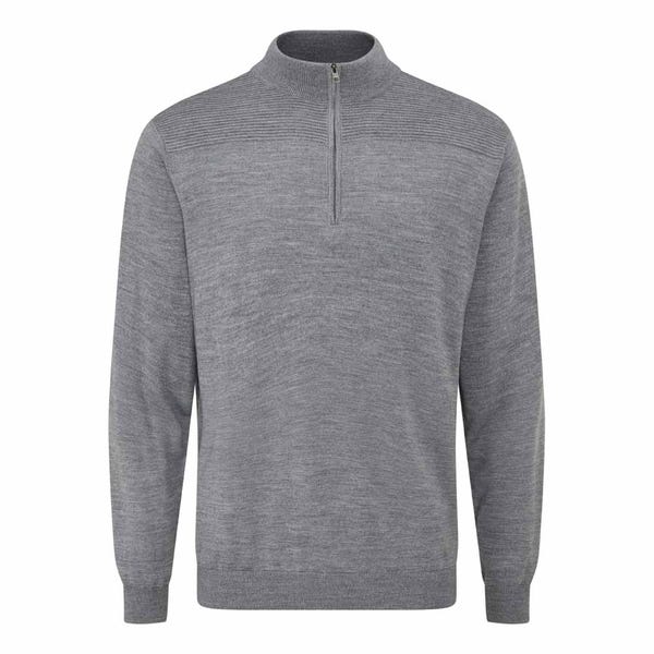 Ping Dorset Men's Quarter Zip Sweater - French Grey Marl