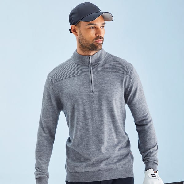ping Dorset Men's Quarter Zip Sweater - French Grey Marl