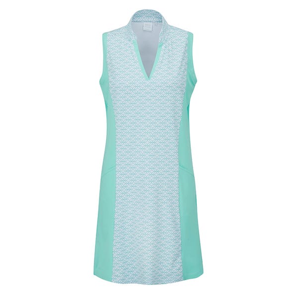 Ping Ellen Ladies Sleeveless Dress - White/Aruba Blue