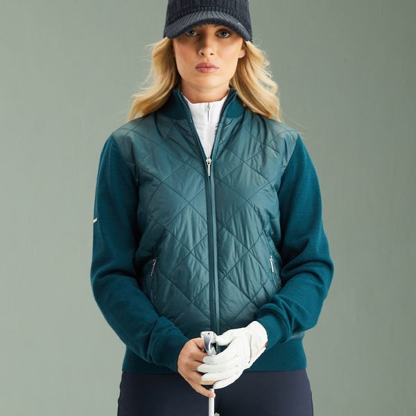 Ping Elspeth Ladies Hybrid Full Zip Sweater - Emerald