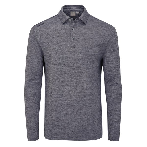 ping Emmett Men's Long Sleeve Polo Shirt - Charcoal Marl