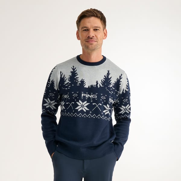 ping Festive Mr. PING Christmas Jumper - Oxford Blue/Pearl Grey
