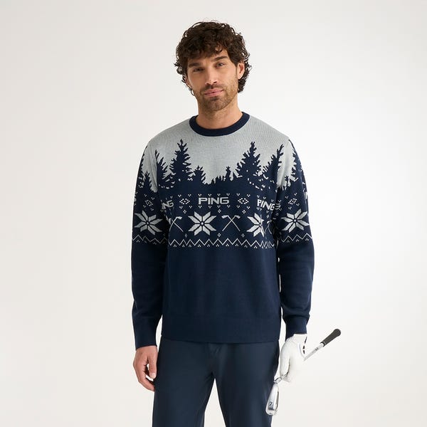 ping Festive Mr. PING Christmas Jumper - Oxford Blue/Pearl Grey