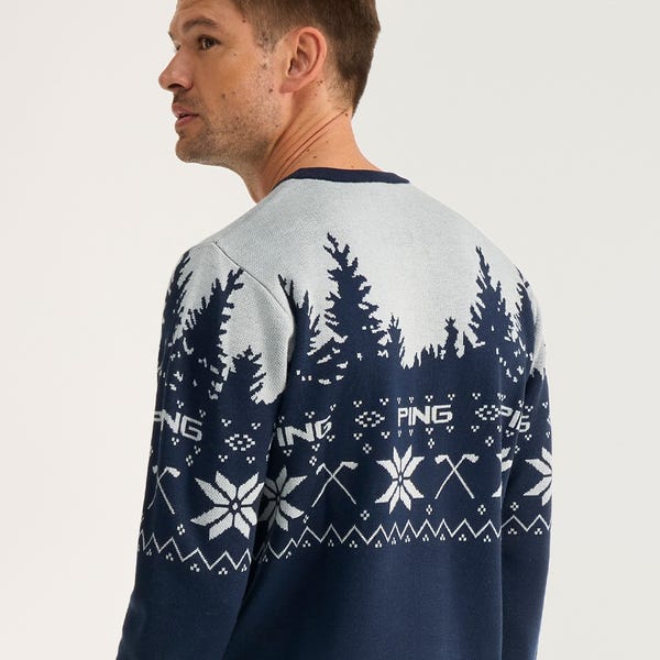ping Festive Mr. PING Christmas Jumper - Oxford Blue/Pearl Grey