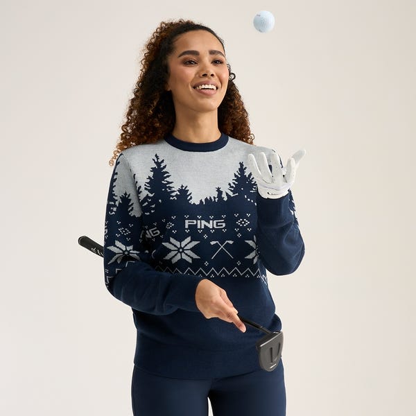 ping Festive Mr. PING Christmas Jumper - Oxford Blue/Pearl Grey