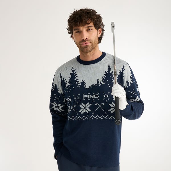 ping Festive Mr. PING Christmas Jumper - Oxford Blue/Pearl Grey