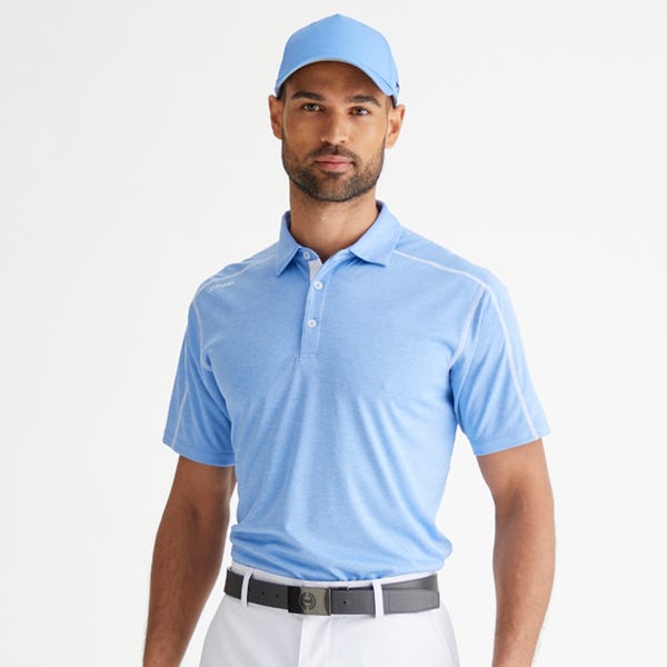ping Fynn Men's Heathered Polo Shirt - Cornflower Blue Marl