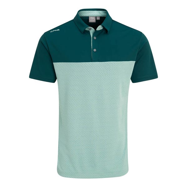 Ping Hall Men's Colour Block Polo Shirt - Forest/Misty Green