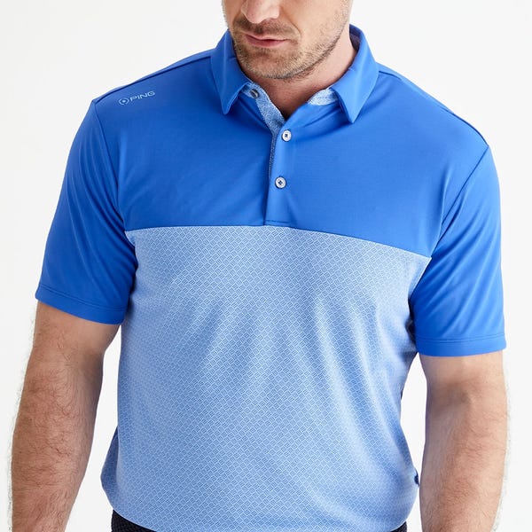 Ping Hall Men's Colour Block Polo Shirt - Ultra Blue/Cornflower Blue
