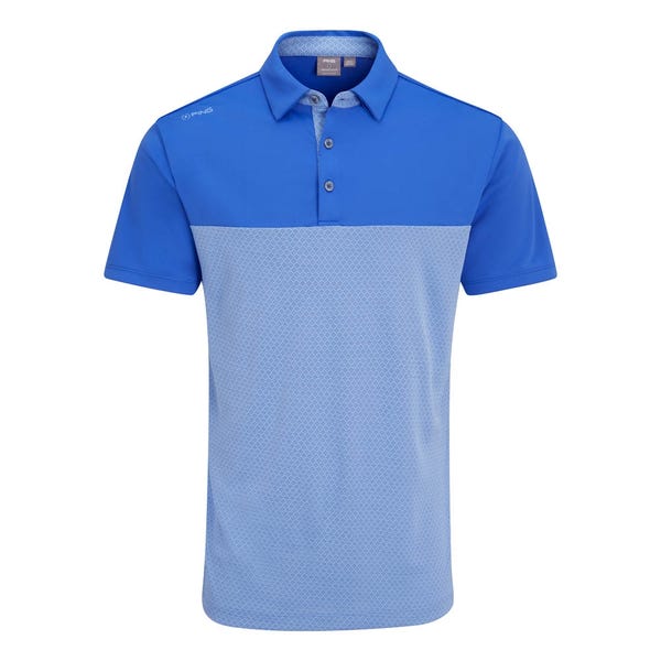 Ping Hall Men's Colour Block Polo Shirt - Ultra Blue/Cornflower Blue