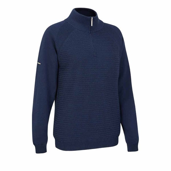 Ping Hartley Ladies Half Zip Lined Sweater - Oxford Blue