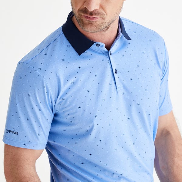 Ping Jared Men's Printed Polo Shirt - Cornflower Blue/Navy