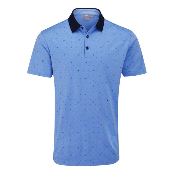 Ping Jared Men's Printed Polo Shirt - Cornflower Blue/Navy