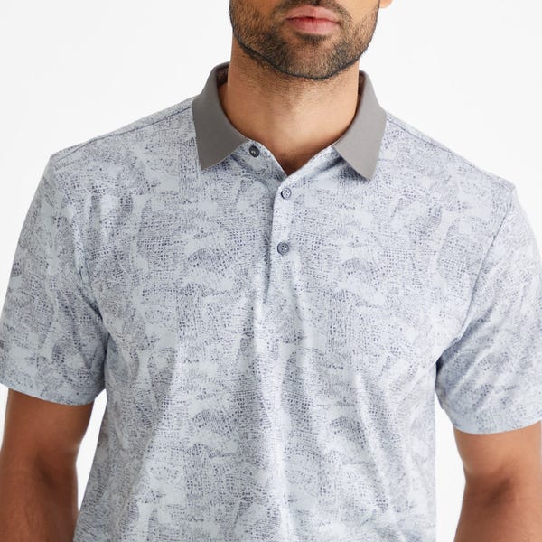 Ping Jared Men's Printed Polo Shirt - Pearl Grey/Rock