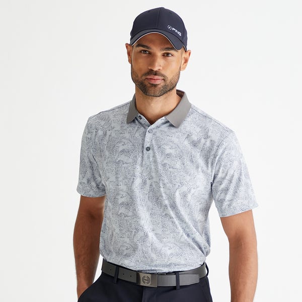 ping Jared Men's Printed Polo Shirt - Pearl Grey/Rock