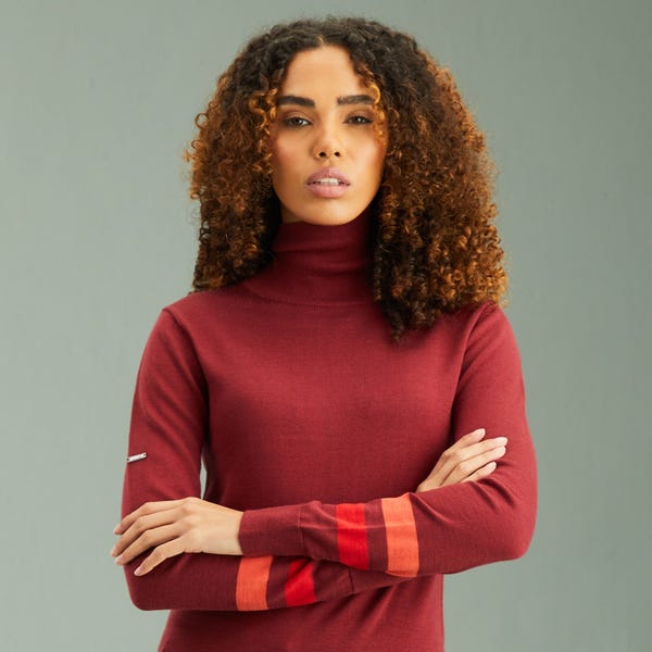 Ping Jeanie Ladies Roll Neck Sweater - Tibetan Red Multi