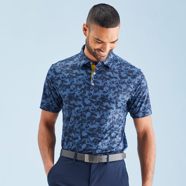 ping Julian Men's Printed Polo Shirt - Blue Fusion Multi