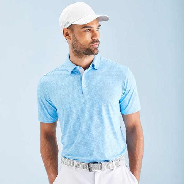 ping Julian Men's Printed Polo Shirt - Crystal Blue Multi
