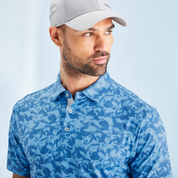 Ping Julian Men's Printed Polo Shirt - Tidal Blue Multi