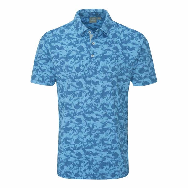 Ping Julian Men's Printed Polo Shirt - Tidal Blue Multi