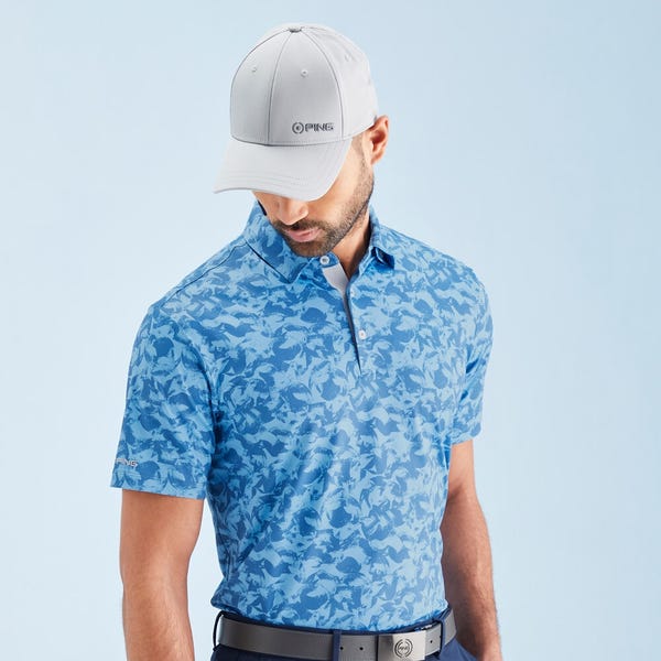 ping Julian Men's Printed Polo Shirt - Tidal Blue Multi