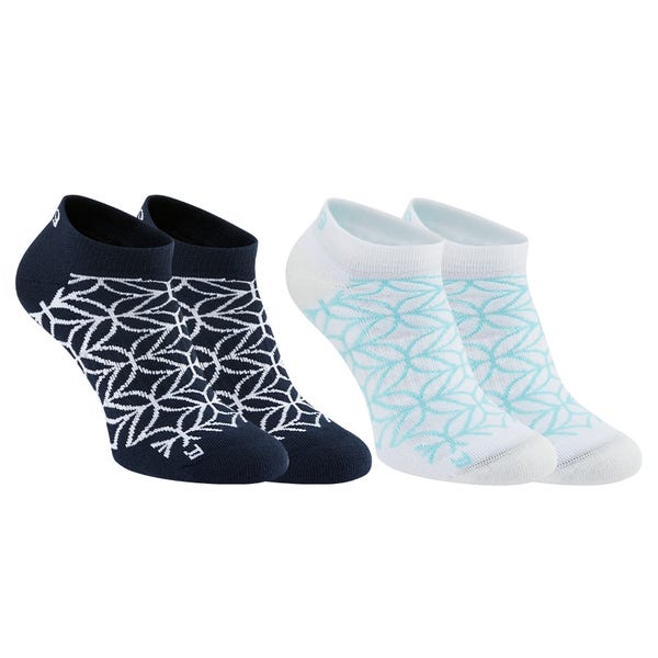 ping Ladies Geo No Show Socks (2 pair pack) - Navy/White Multi