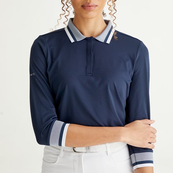 Ping Lindsey Ladies 3/4 Sleeve Polo Shirt - Navy/White