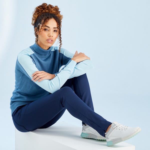 Ping Lockett Ladies Roll Neck Sweater - Blue Fusion/Crystal Blue